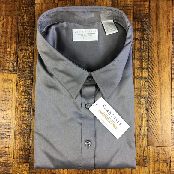 NEW Van Heusen Oxford Shirt Blouse Wrinkle-Free - Picture 2 of 4